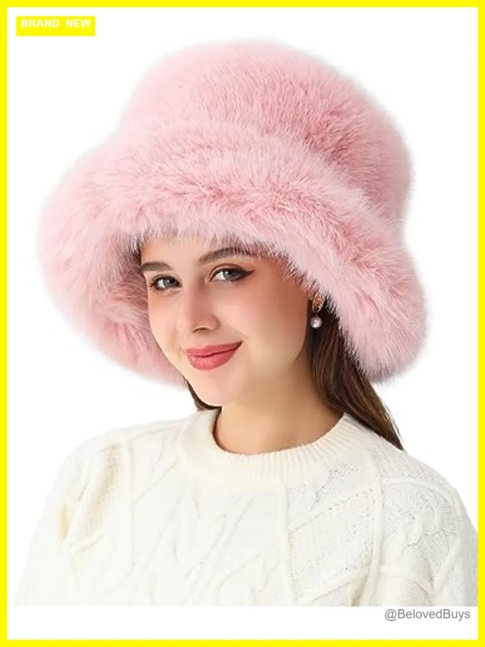 Faux Fur Bucket Hat and Headband Set for Winter